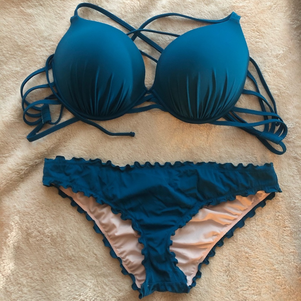 Teal Strappy Shade & Shore Bikini Like New